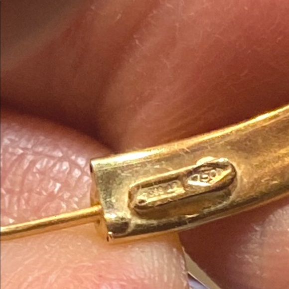 18k yellow gold with enamel coating and CZ stones. - Picture 2 of 6